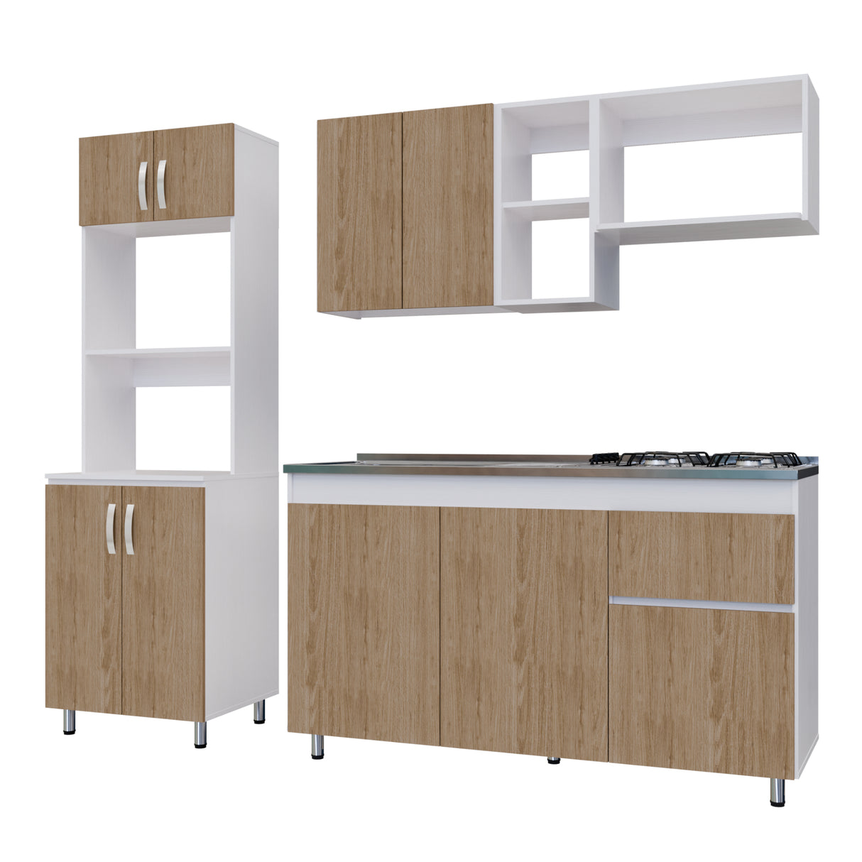 Cocina Integral Rosy Rovere 150x190cm Con Mesón y Pozuelo Lado Izquierdo - COCINAS | Bylmo