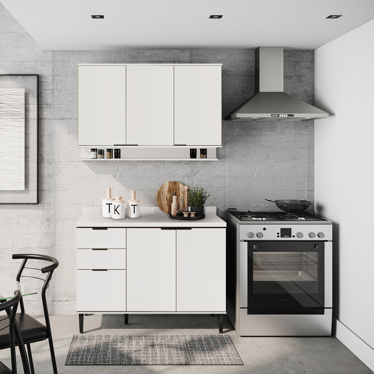 Cocina Integral Alpha Blanco 120x80cm Sin Mesón - COCINAS | Bylmo