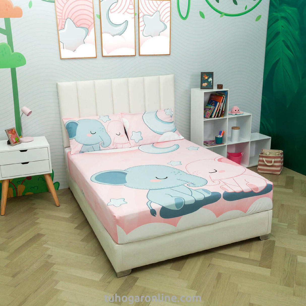 Sábana Infantil Zoo Elefantes Rosado Para Cama Sencilla 100 X 190 Cm - SABANAS | Bylmo