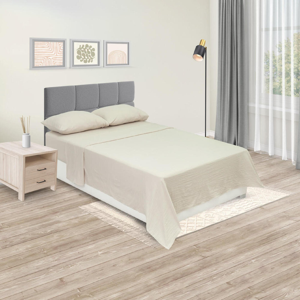 Juego de Sábanas Cotton Sense Fondo Entero Marron Claro Para Cama Sencilla 100 X 190 Cm - SABANAS | Bylmo