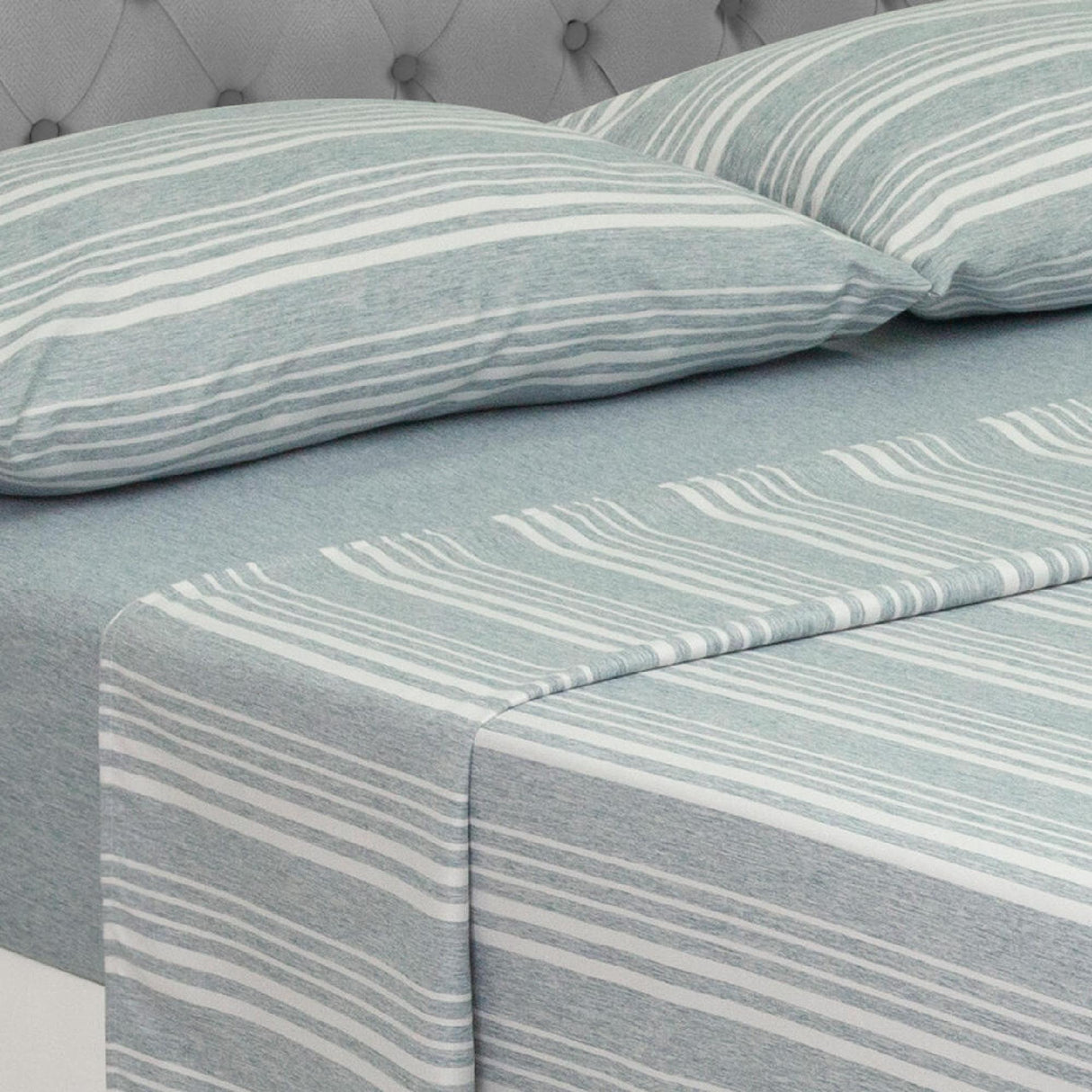 Juego de Sábanas Equilibrio Fondo Entero Gris y Azul Para Cama Queen 160 X 190 Cm - SABANAS | Bylmo