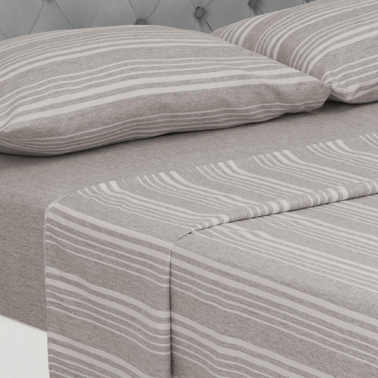 Juego de Sábanas Equilibrio Fondo Entero Cafe y Gris Para Cama Queen 160 X 190 Cm - SABANAS | Bylmo