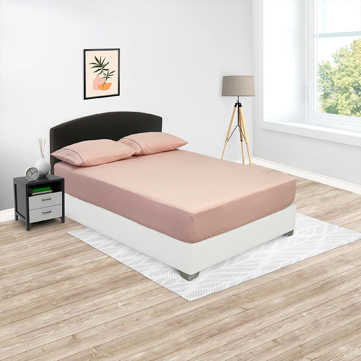 Sábana Ajustable Basic Fondo Entero Rosado Claro Para Cama Doble 140 X 190 Cm - SABANAS | Bylmo