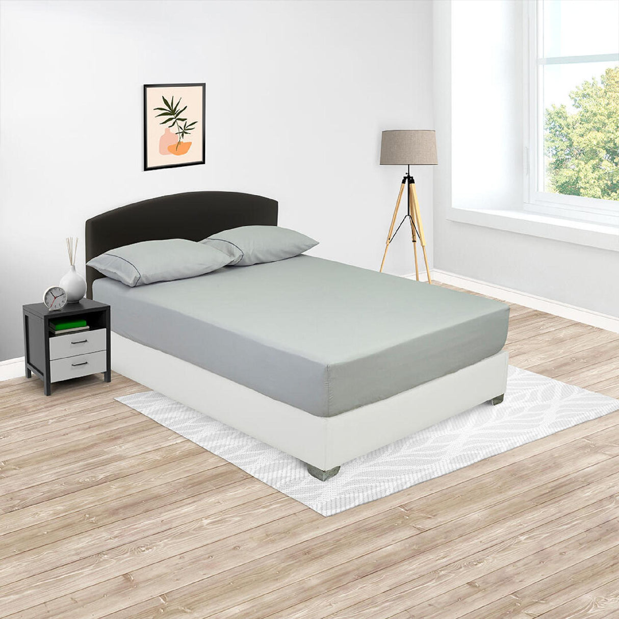 Sábana Ajustable Basic Fondo Entero Gris Claro Para Cama Doble 140 X 190 Cm - SABANAS | Bylmo