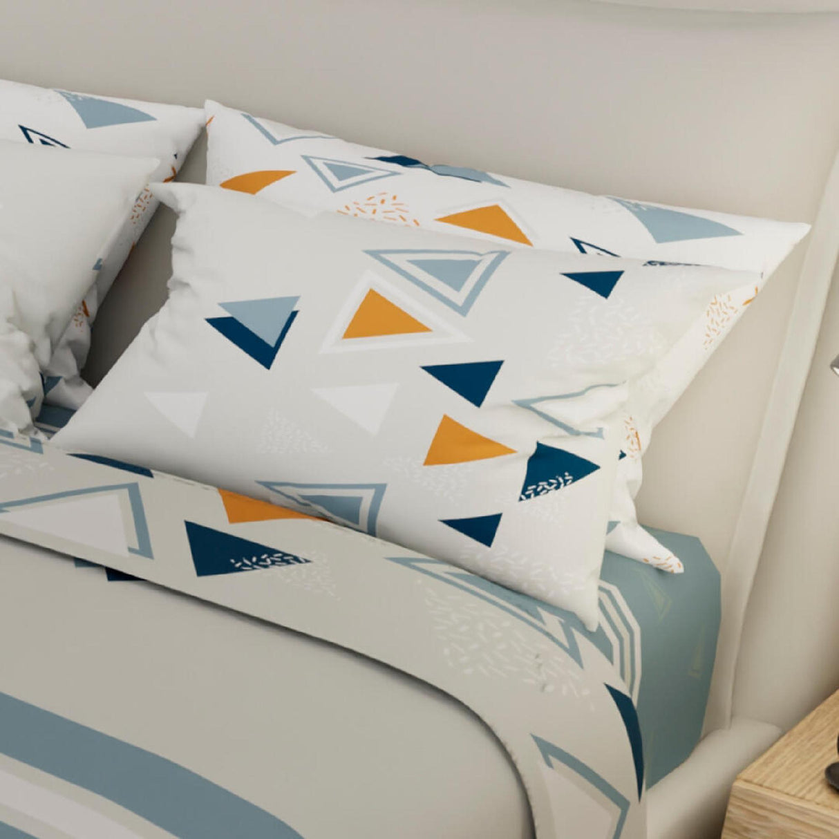 Juego de Sábanas Style Triángulos Gris Para Cama Doble 140 X 190 Cm - SABANAS | Bylmo