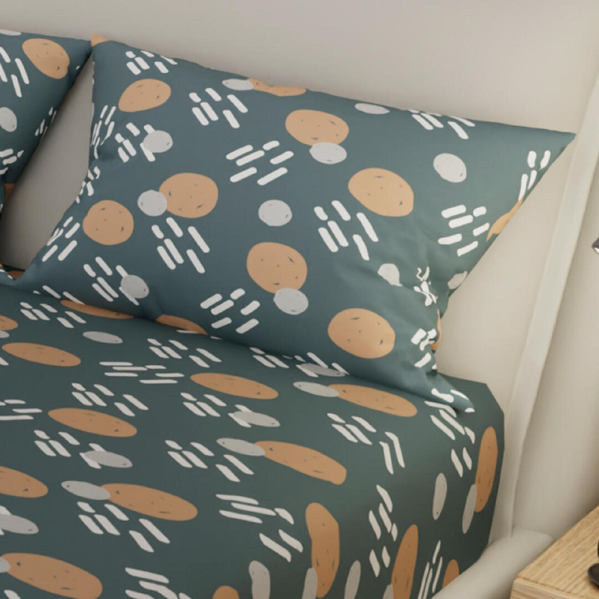 Juego de Sábanas Style Círculos Verde Oscuro Para Cama Doble 140 X 190 Cm - SABANAS | Bylmo