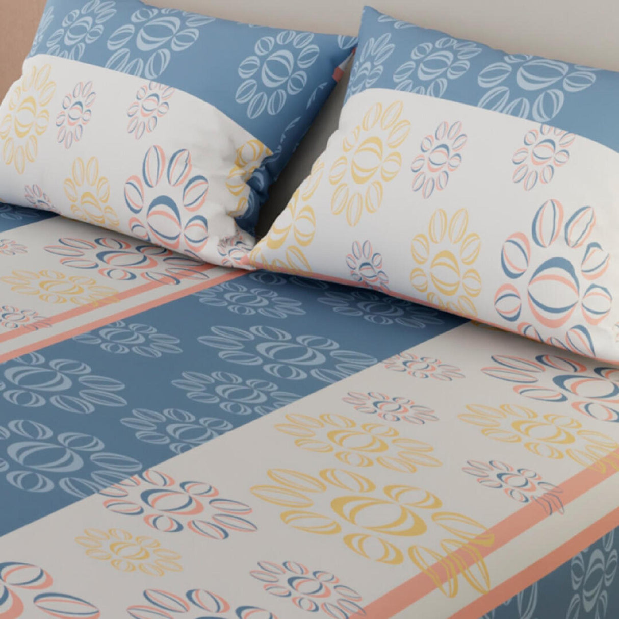 Sábana Ajustable Flores Lila y Blanco Para Cama Doble 140 X 190 Cm - SABANAS | Bylmo