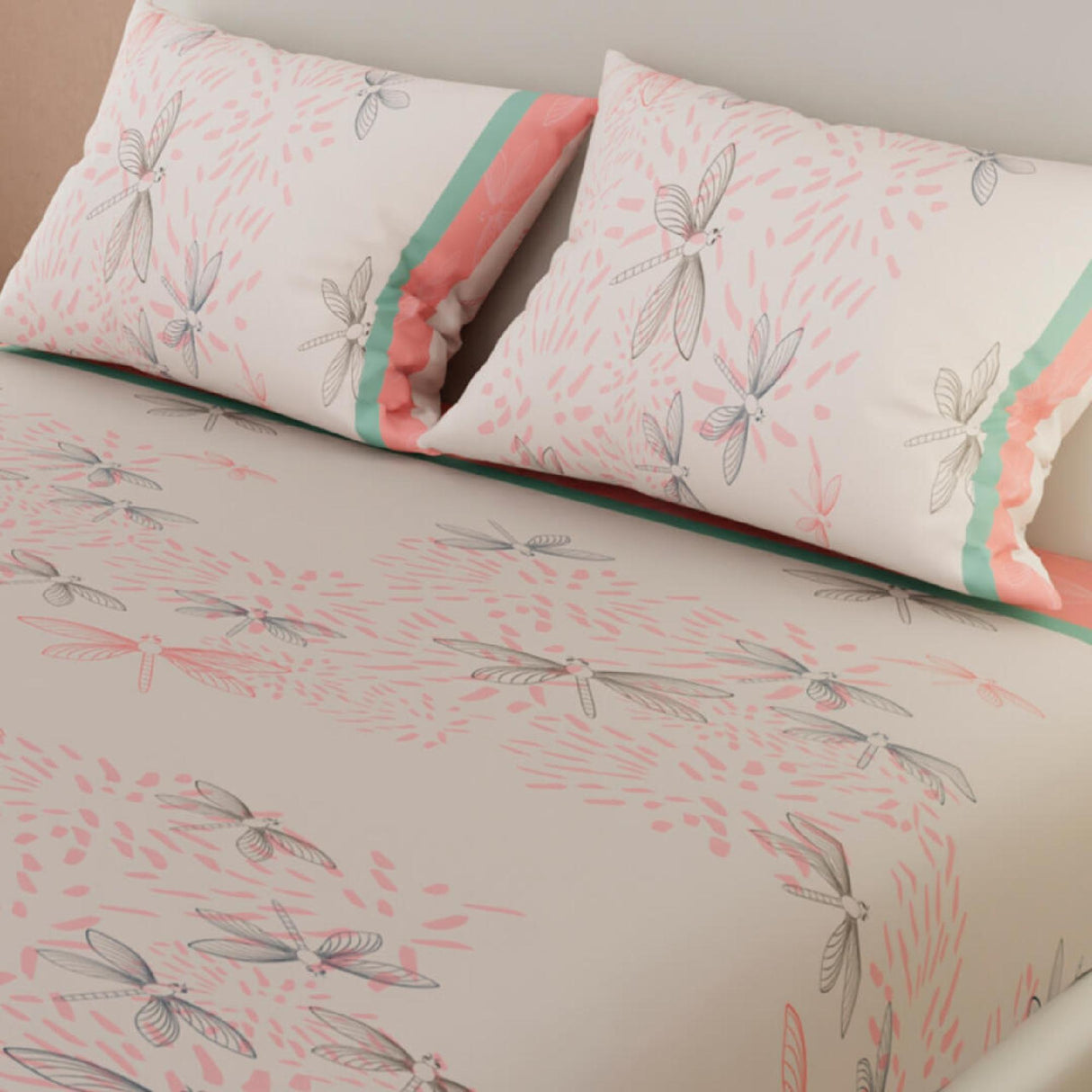 Sábana Ajustable Mariposas Blanco y Rosado Para Cama Doble 140 X 190 Cm - SABANAS | Bylmo