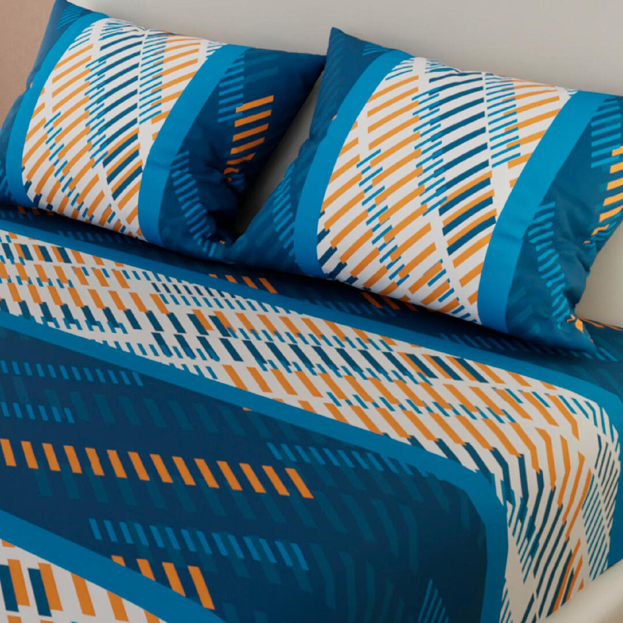 Sábana Ajustable Líneas Azul y Blanco Para Cama Doble 140 X 190 Cm - SABANAS | Bylmo