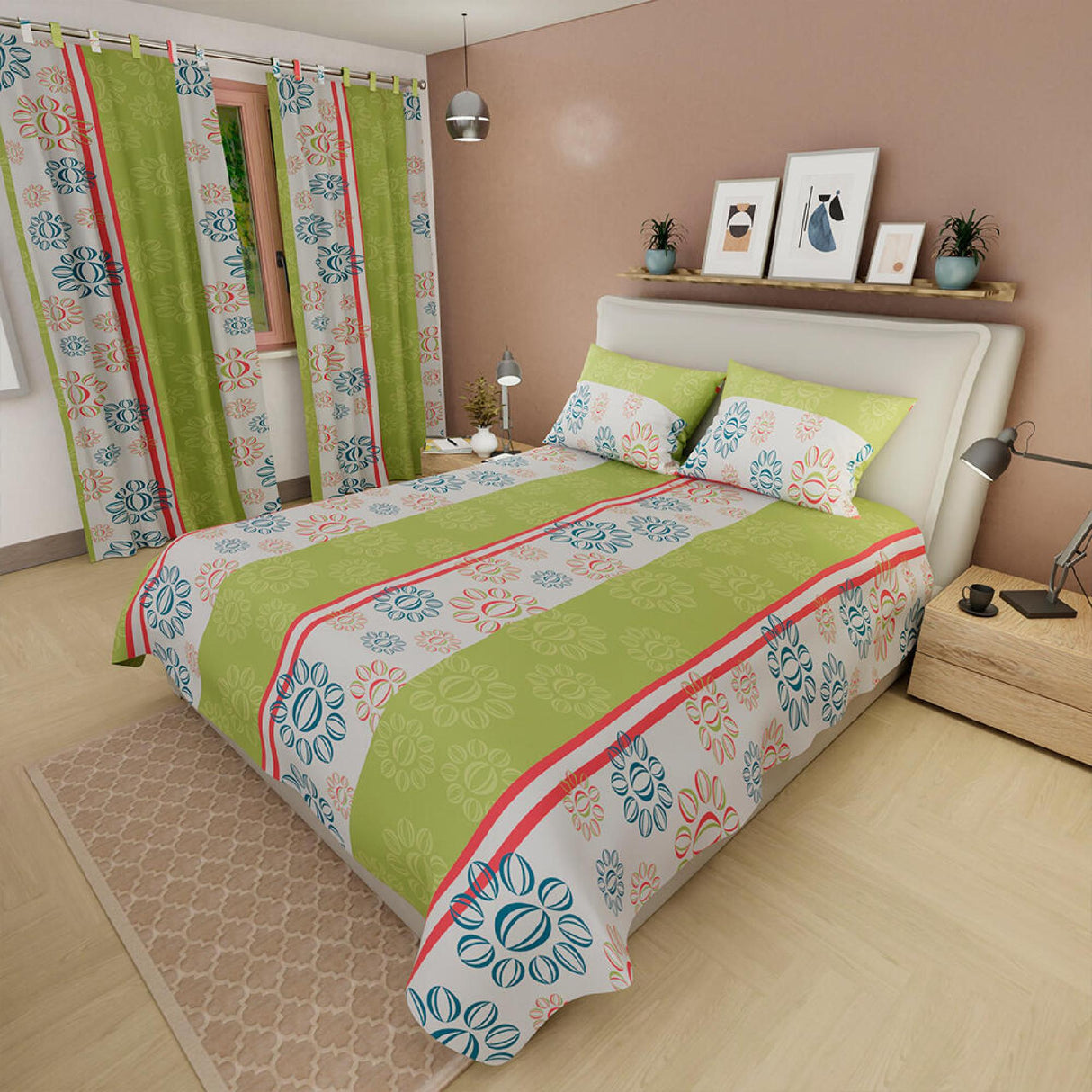 Juego de Sábanas Flores Verde Limón y Blanco Para cama Sencilla 100 X 190 Cm - SABANAS | Bylmo