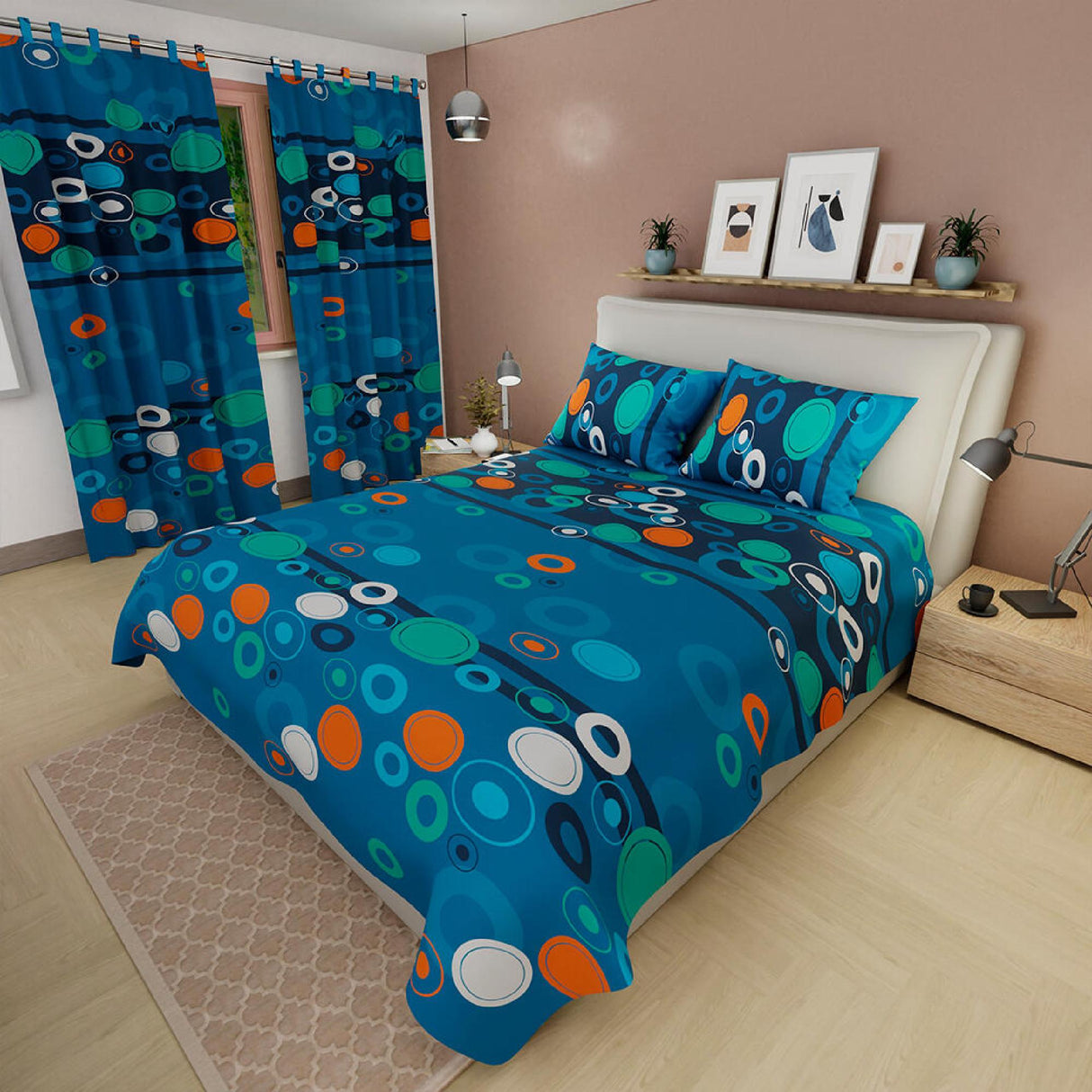Juego de Sábanas Círculos Azul Para cama Sencilla 100 X 190 Cm - SABANAS | Bylmo