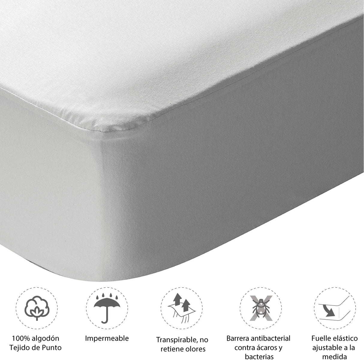 Protector de Colchón Impermeable Jersey Blanco Para Cama Doble 140 X 190 Cm - PROTECTORES DE COLCHON | Bylmo