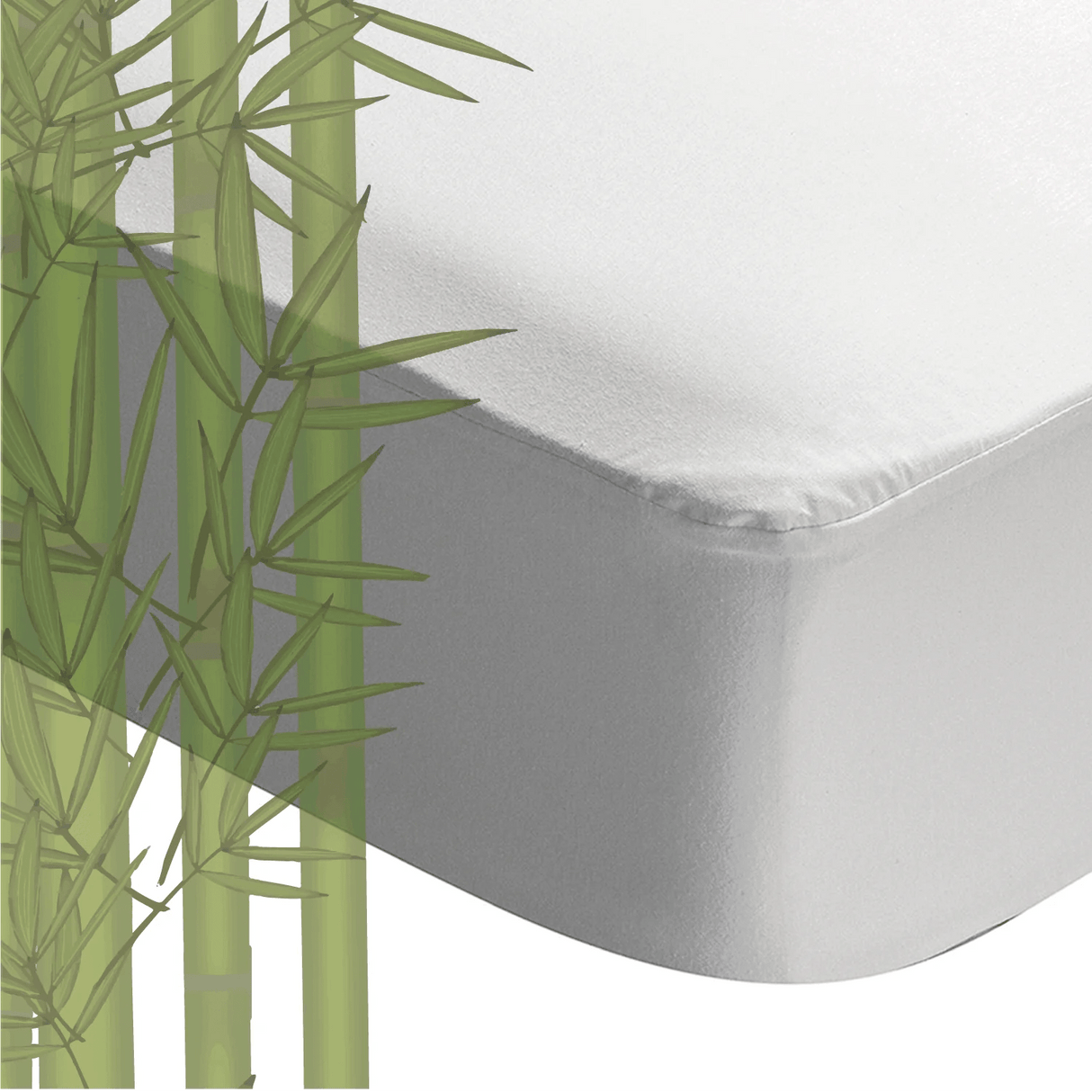 Protector de Colchón Impermeable Bambu Liso Blanco Para Cama Queen 160 X 190 Cm - PROTECTORES DE COLCHON | Bylmo