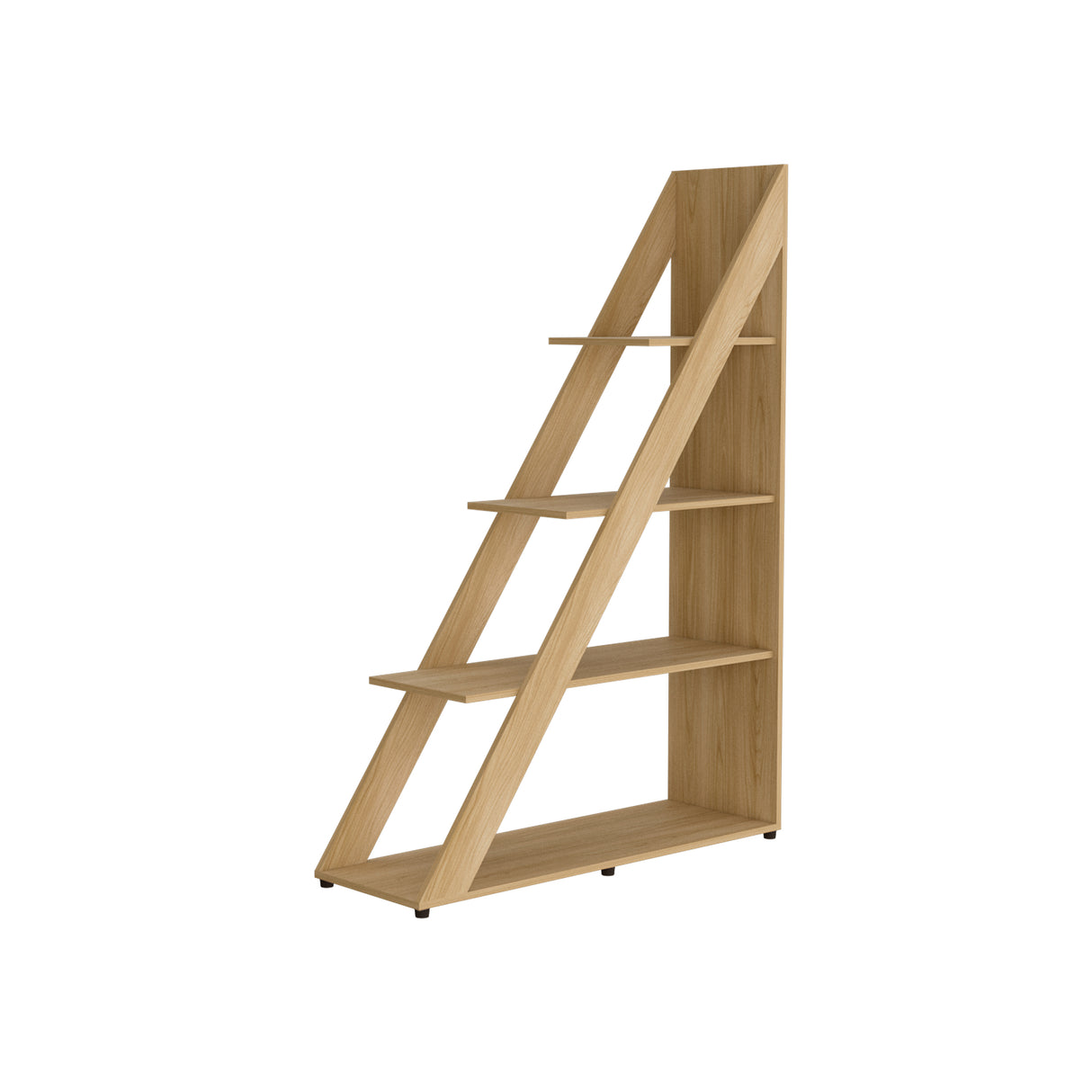 Biblioteca Escalera Lorain Fresno Europeo 105x151cm Con Cuatro Compartimientos - BIBLIOTECAS Y ESTANTERIAS | Bylmo