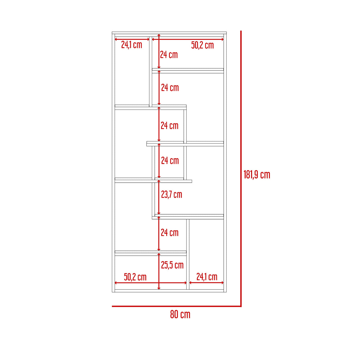 Estantería Architects Macadamia 80x182.9cm Con Seis Compartimientos - BIBLIOTECAS Y ESTANTERIAS | Bylmo