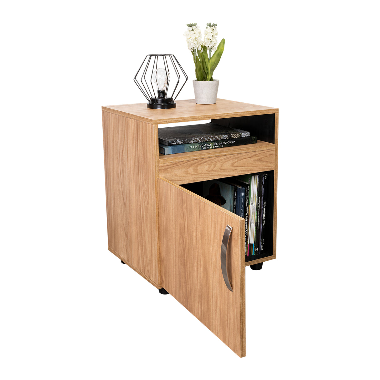 Mesa de Noche Barilo Fresno Europeo y Wengue 45x55cm Con Patas - MESAS DE NOCHE | Bylmo