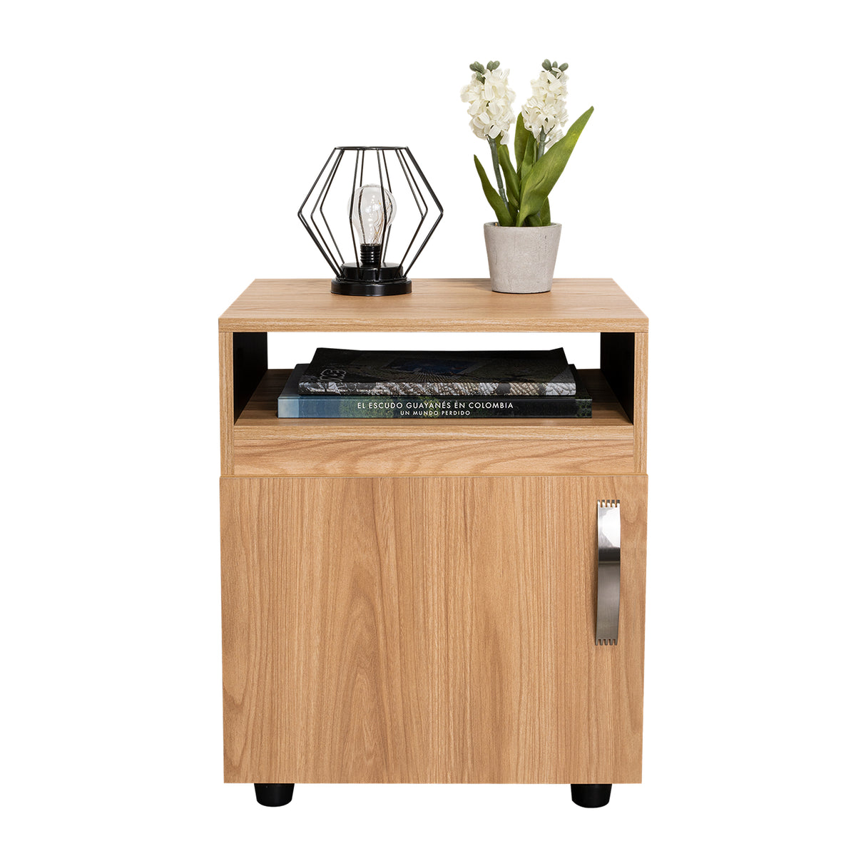 Mesa de Noche Barilo Fresno Europeo y Wengue 45x55cm Con Patas - MESAS DE NOCHE | Bylmo