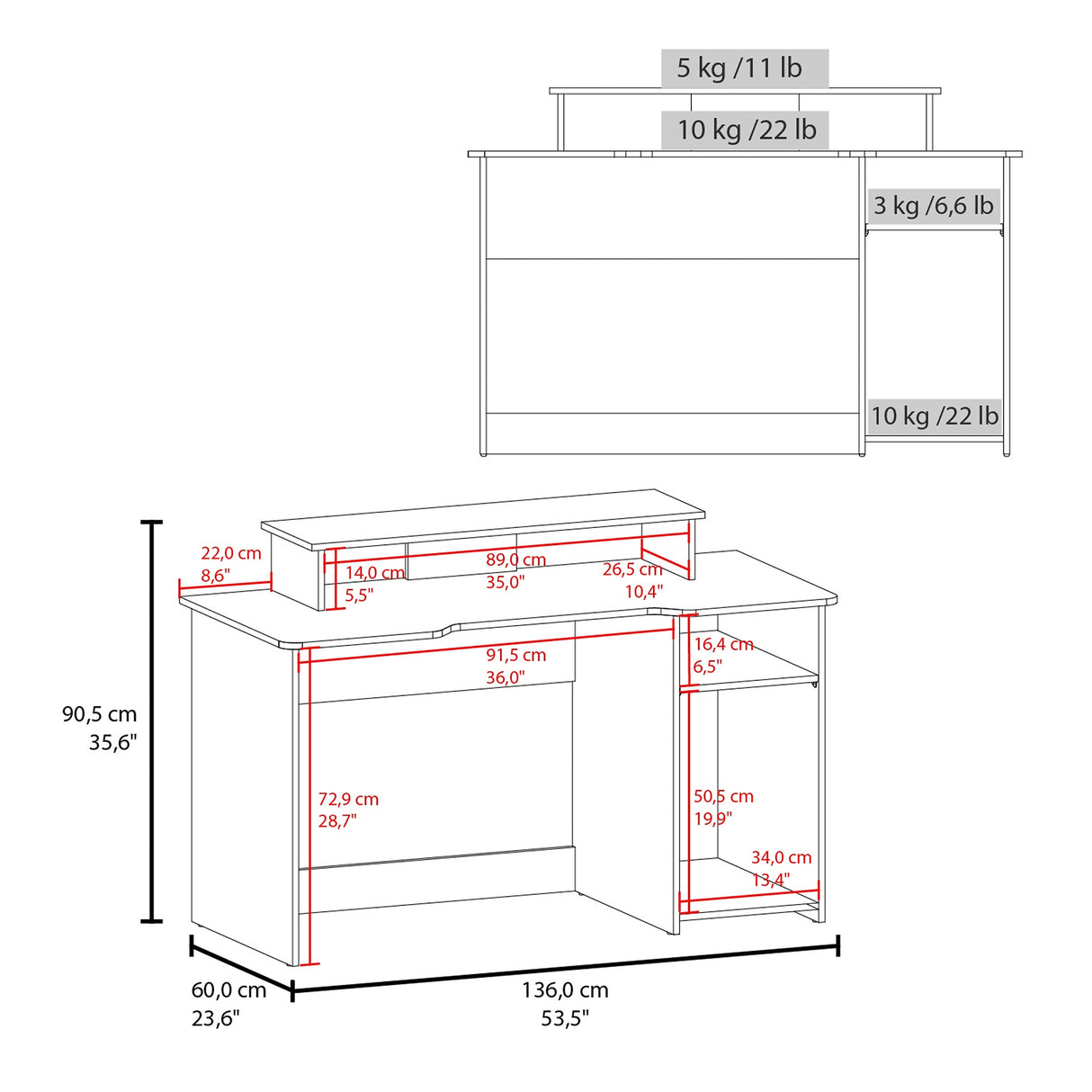 Escritorio Gamer Huni Wengue y Verde 136x90.5cm Sin Cajones - ESCRITORIOS | Bylmo