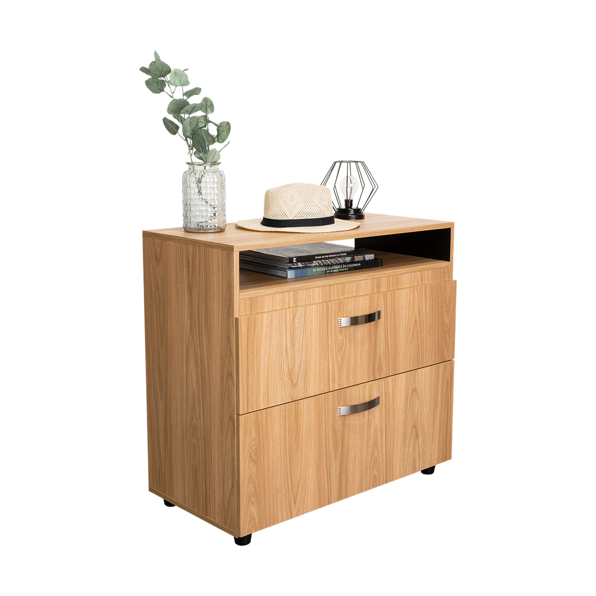 Cajonera Barilo Fresno Europeo y Wengue 80x76cm De Tres Hileras Con Patas - CAJONERAS Y COMODAS | Bylmo