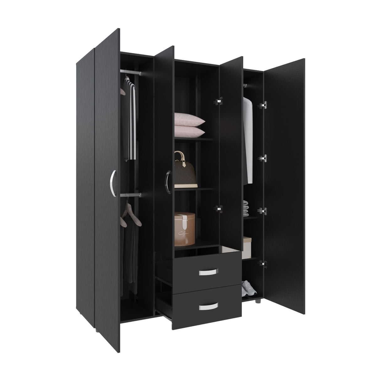 Closet Barilo Wengue 150x200cm Con Dos Cajones y Cuatro Entrepaños - CLOSETS | Bylmo