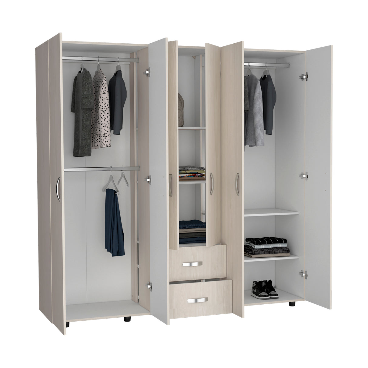 Closet Barilo Niebla y Blanco 200x200cm Con Dos Cajones y Cuatro Entrepaños - CLOSETS | Bylmo