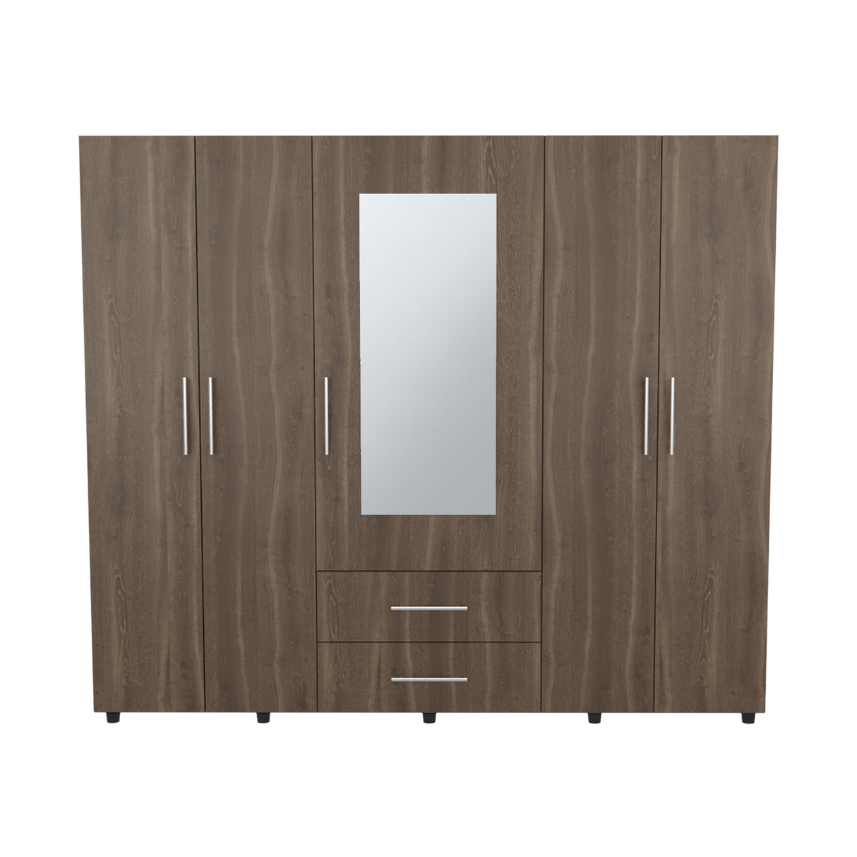 Closet Bigaf Milan y Wengue 230x200cm Con Dos Cajones y Cuatro Entrepaños y Espejo - CLOSETS | Bylmo