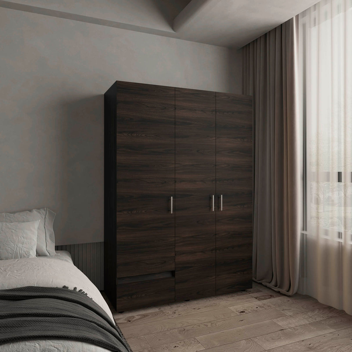 Closet Dassel Nogal y Wengue 140x200cm Con Dos Cajones y Dos Entrepaños - CLOSETS | Bylmo