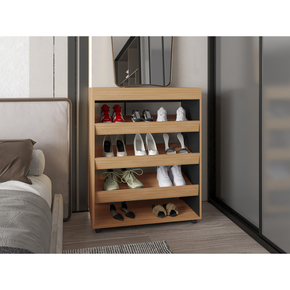 Zapatero Vertical Barilo Fresno Europeo y Wengue 80.1x101cm Para Diez Pares - ZAPATEROS | Bylmo