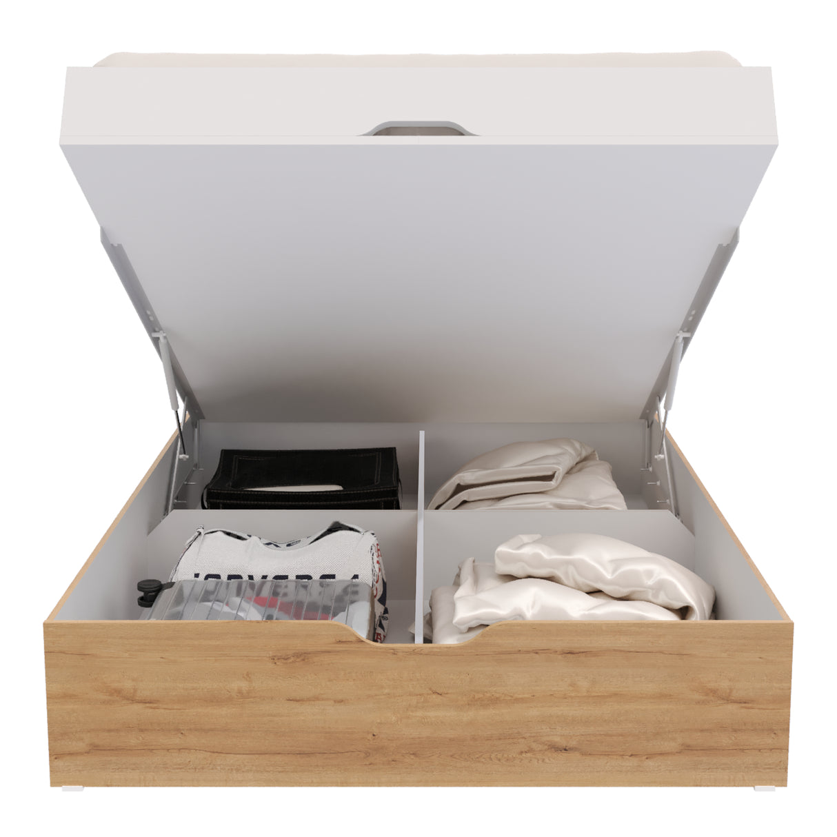 Cama Baúl Emily Duna y Blanco 150x45cm Para Colchón Doble 140 X 200 CM - CAMAS | Bylmo