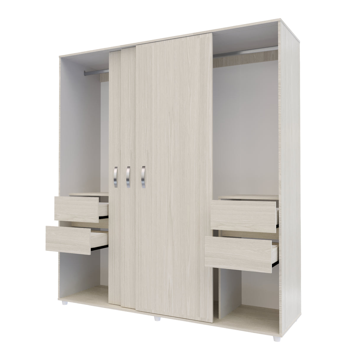Closet Berlin Niebla y Blanco 180x200cm Con Cuatro Cajones y Dos Entrepaños - CLOSETS | Bylmo