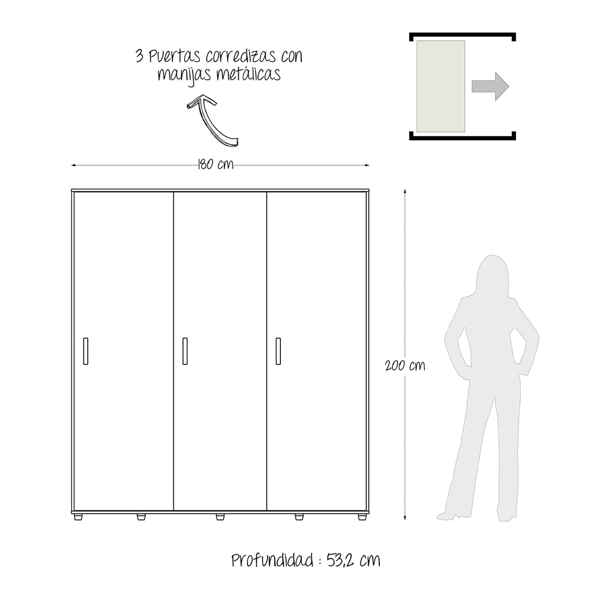 Closet Berlin Gales y Wengue 180x200cm Con Cuatro Cajones y Dos Entrepaños - CLOSETS | Bylmo