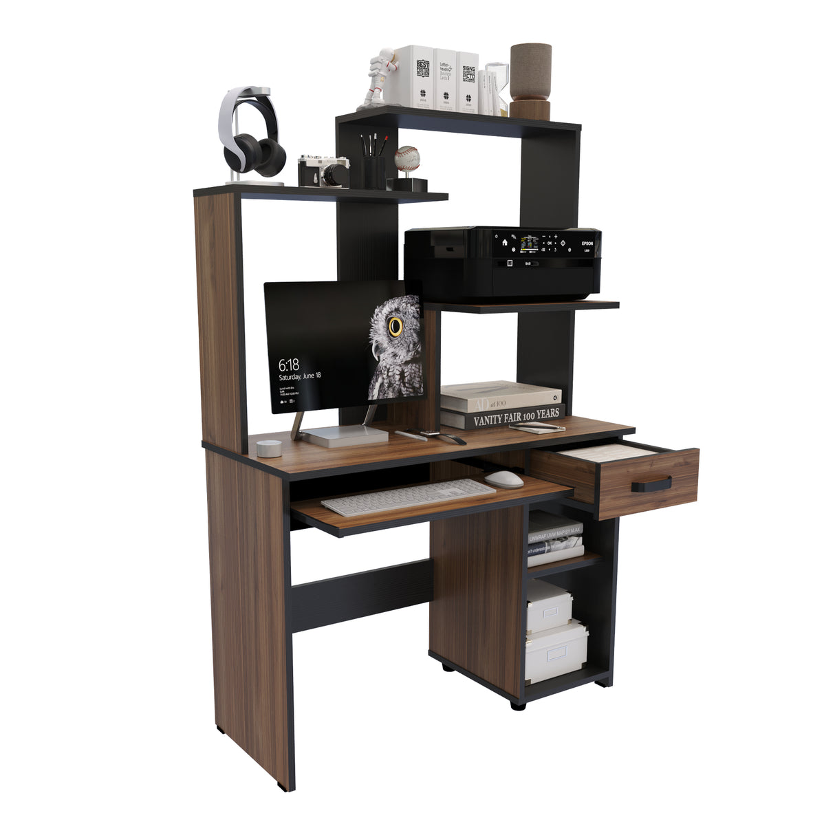 Centro de Computo Cordoba Gales y Negro 106x160cm Moderno - ESCRITORIOS | Bylmo