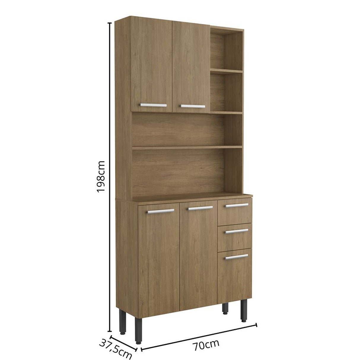 Alacena Rovere 105x198cm Con Cinco Puertas y Con Patas - ALACENAS Y MUEBLES MICROONDAS | Bylmo