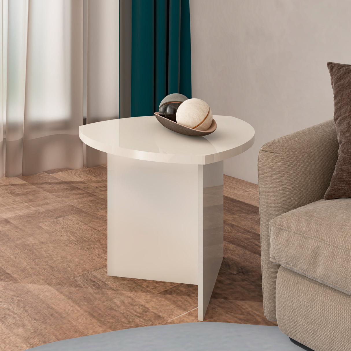 Mesa Auxiliar Triangular Blanco 60x50cm de Base Estándar - MESAS AUXILIARES | Bylmo