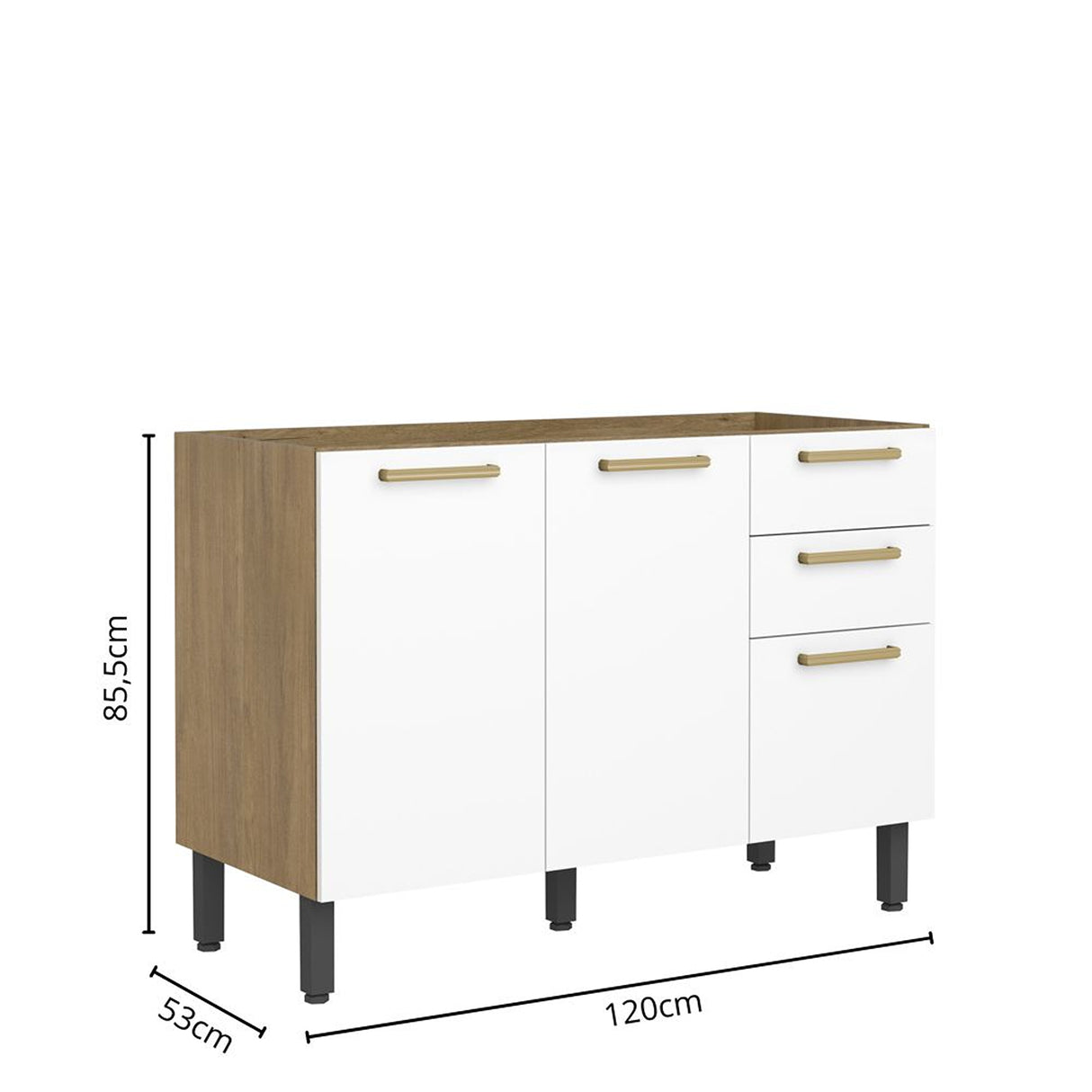 Mueble Inferior de Cocina Blanco 120x85.5cm Sin Mesón y Sin Estufa - MUEBLES INFERIORES DE COCINA | Bylmo