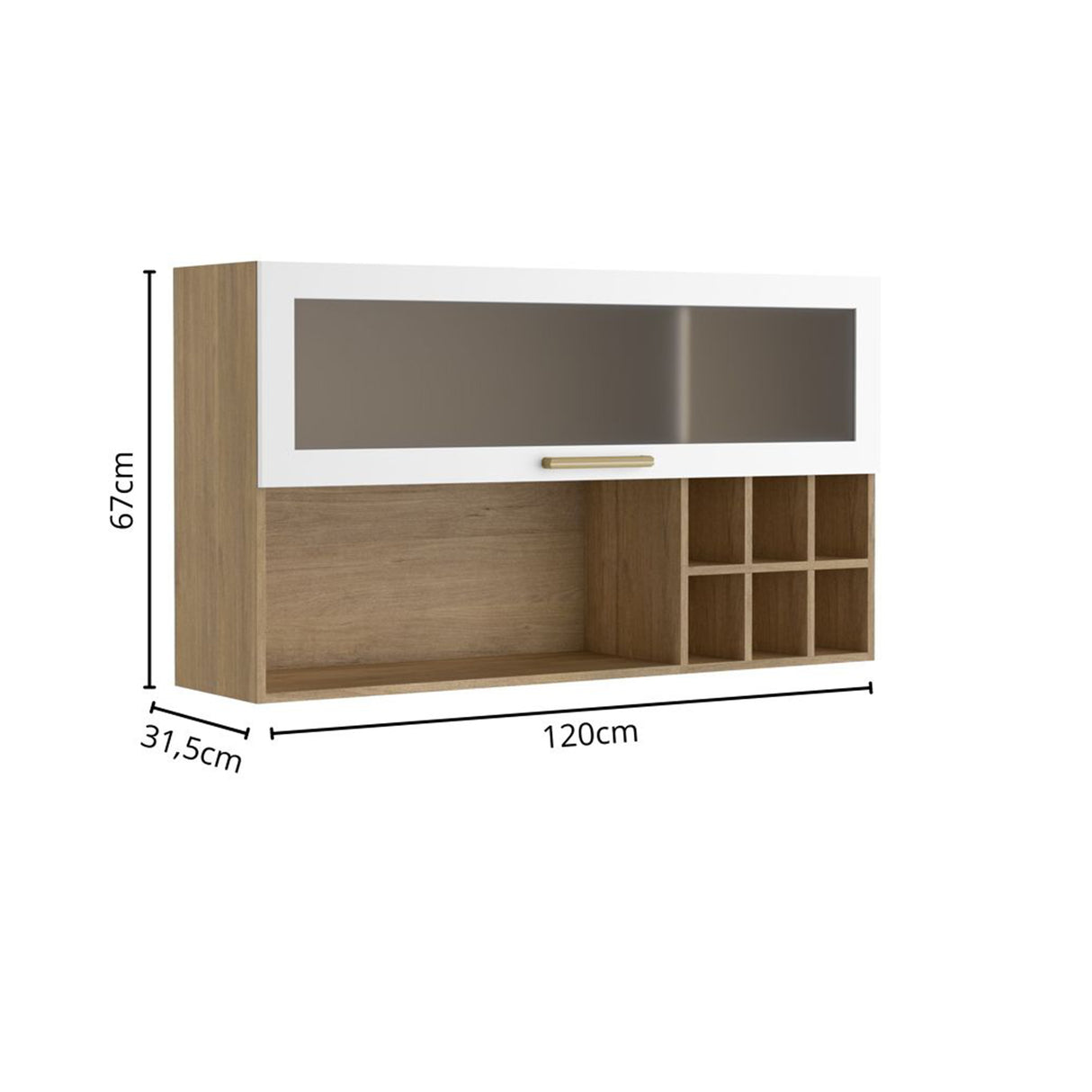 Mueble Superior de Cocina Blanco 120x67cm Con Una Puerta Traslúcida - MUEBLES SUPERIORES DE COCINA | Bylmo