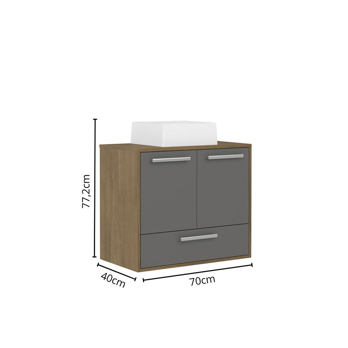 Mueble para Lavamanos Gris 70x77.2cm Sin Lavamanos y Con Dos Cajones - MUEBLES PARA LAVAMANOS | Bylmo