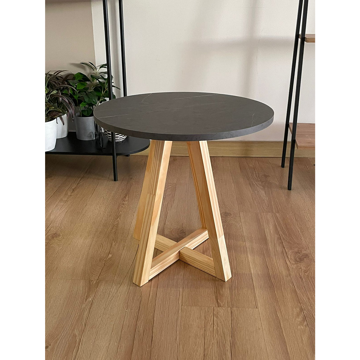 Mesa Auxiliar Circular Cotton Onix 47x46cm Moderno - MESAS AUXILIARES | Bylmo