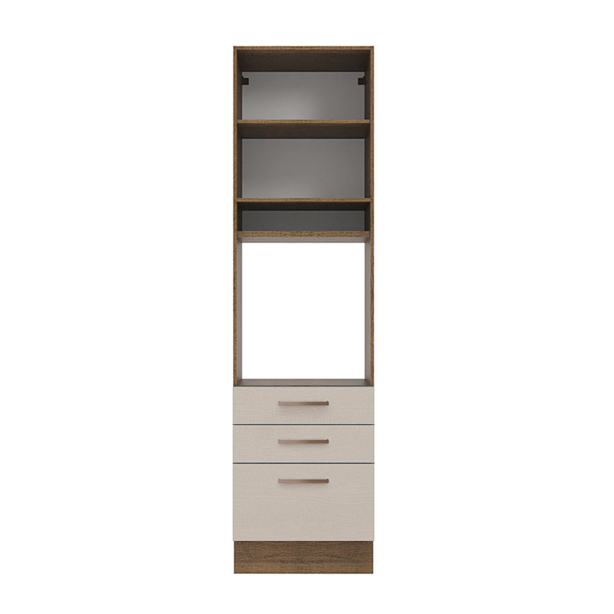 Mueble Auxiliar de Cocina Agata Marron y Crema 60x225cm Con Patas y Mesón de Madera