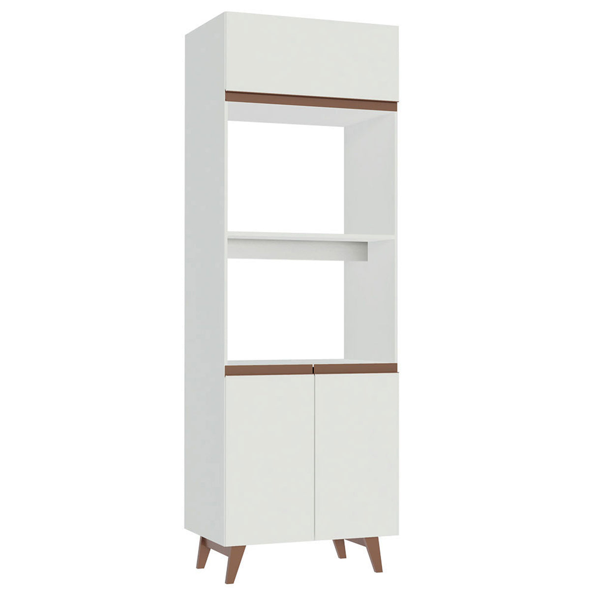 Mueble Auxiliar de Cocina reims Blanco 70x210cm Con Patas y Mesón de Madera - BARRAS Y MUEBLES AUXILIARES | Bylmo