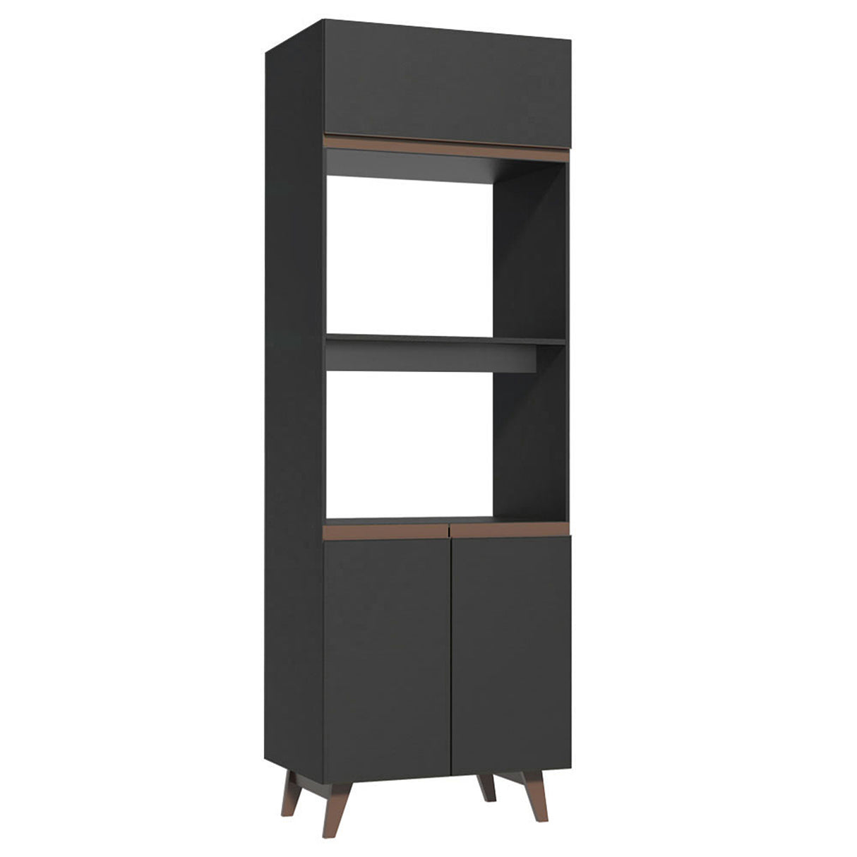 Mueble Auxiliar de Cocina reims Negro 70x210cm Con Patas y Mesón de Madera - BARRAS Y MUEBLES AUXILIARES | Bylmo