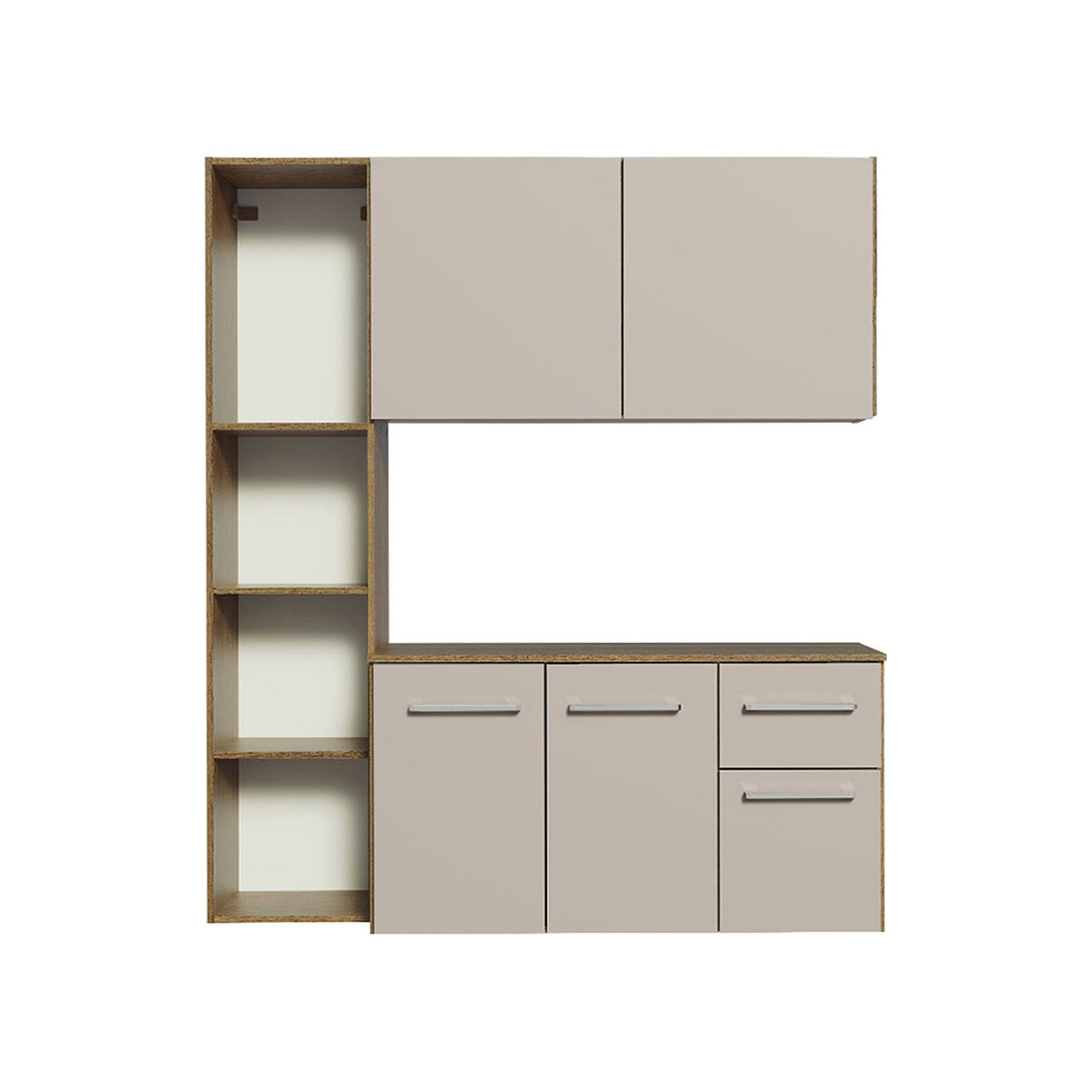 Cocina Easy Marron y Crema 120x136cm con Mesón y sin Pozuelo - COCINAS | Bylmo