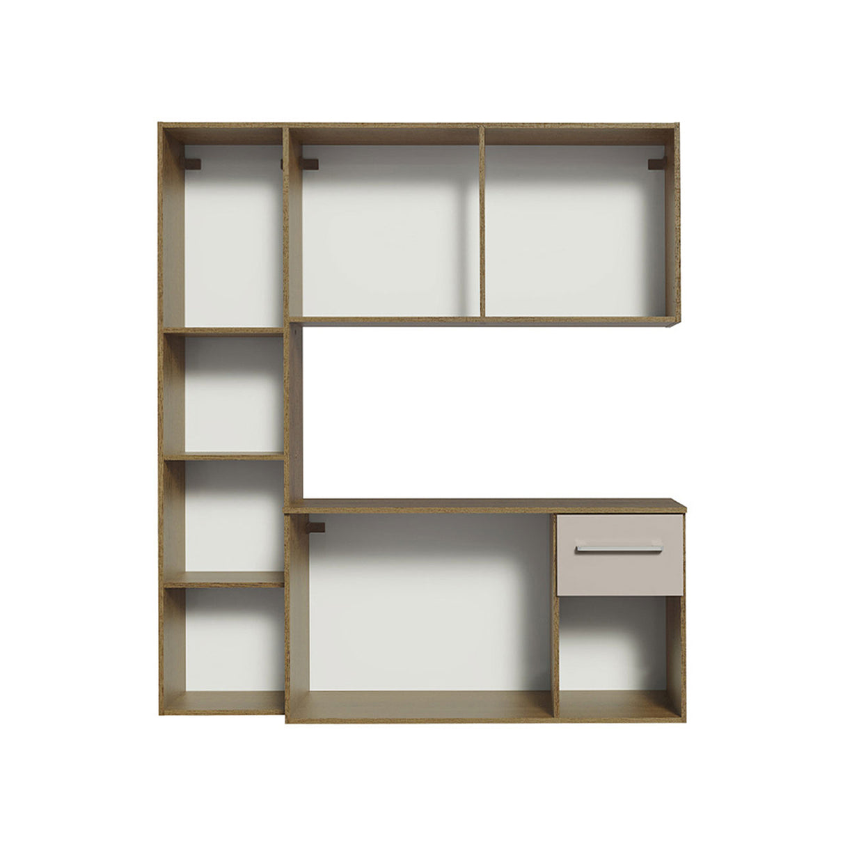 Cocina Easy Marron y Crema 120x136cm con Mesón y sin Pozuelo - COCINAS | Bylmo