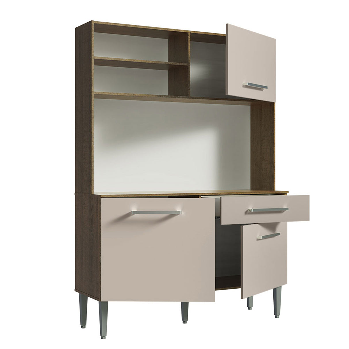 Cocina Life Marron y Crema 120x168cm con Mesón y sin Pozuelo - COCINAS | Bylmo