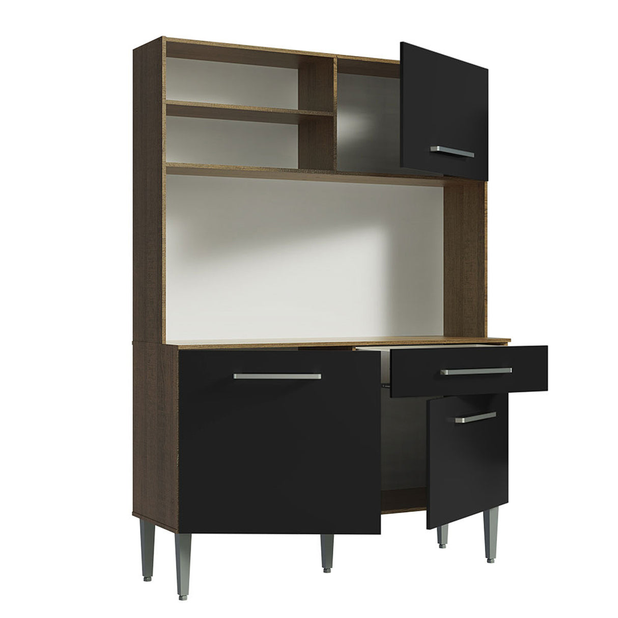Cocina Life Marron y Negro 120x168cm con Mesón y sin Pozuelo - COCINAS | Bylmo