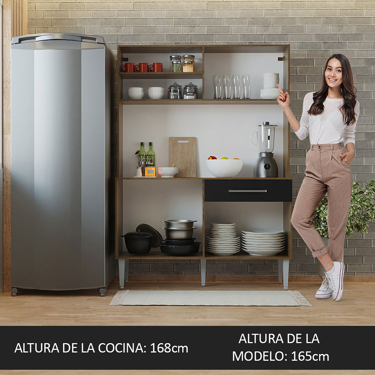 Cocina Life Marron y Negro 120x168cm con Mesón y sin Pozuelo - COCINAS | Bylmo