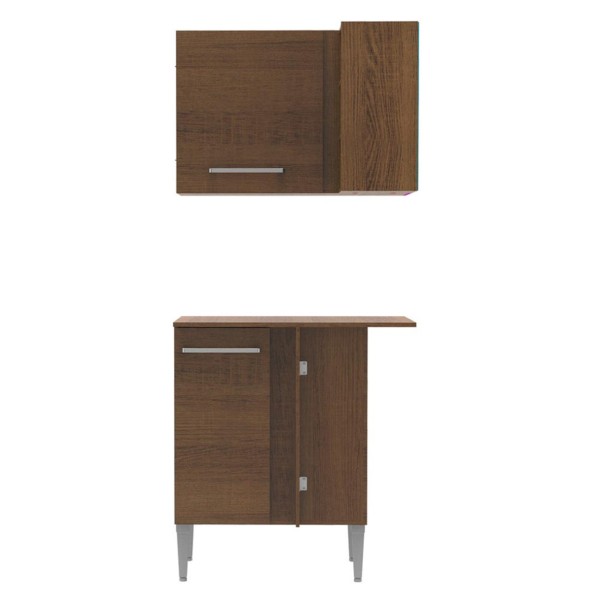 Cocina Emilly Marron 80x186cm con Mesón y sin Pozuelo - COCINAS | Bylmo