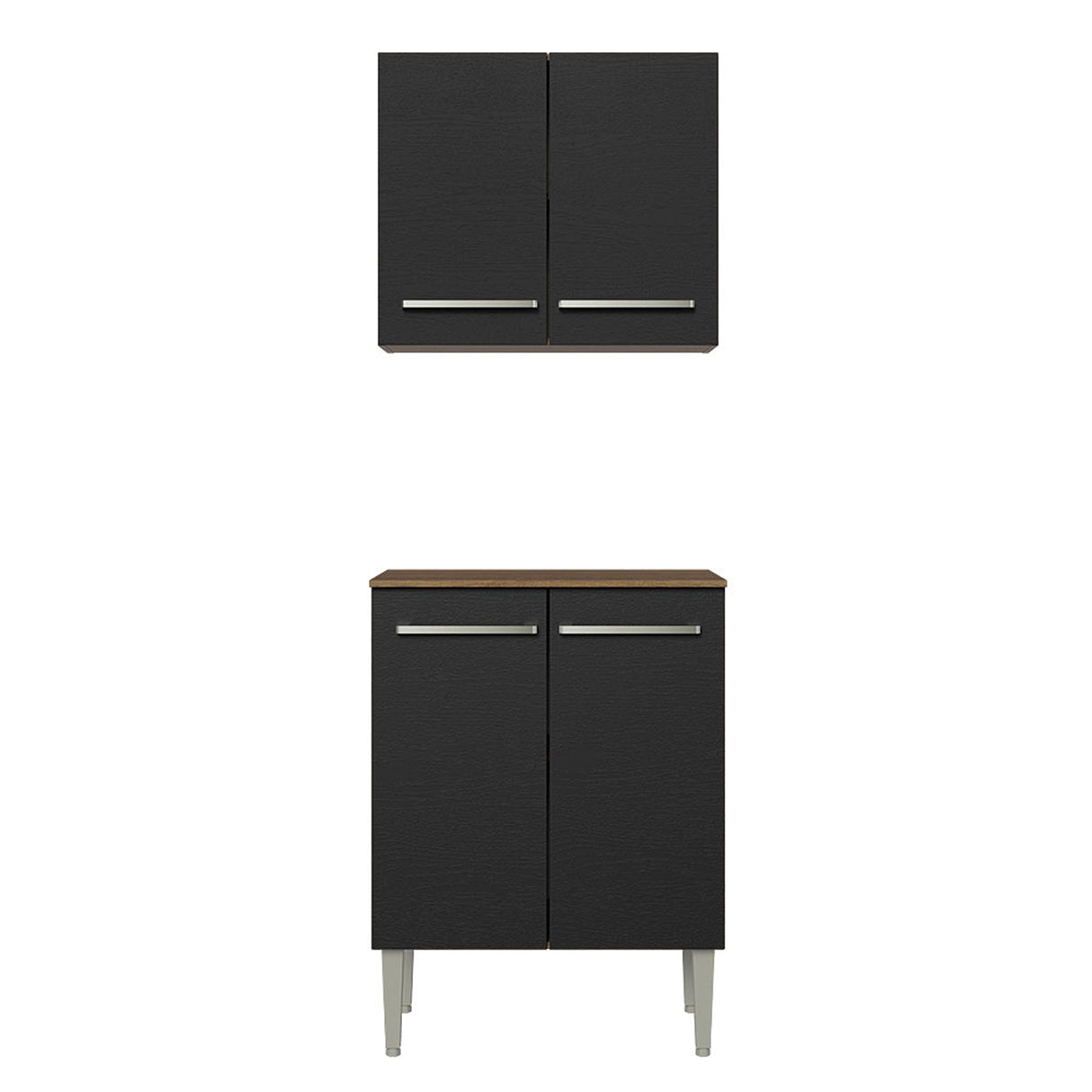 Cocina Emilly Marron y Negro 64x186cm con Mesón y sin Pozuelo - COCINAS | Bylmo