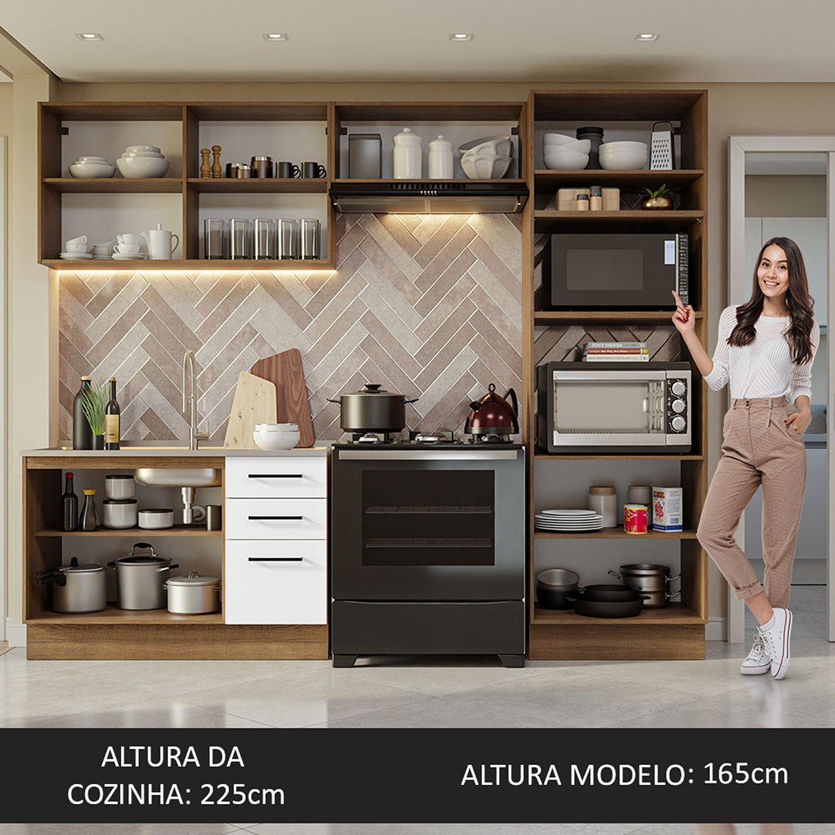 Cocina Integral Agata Marron y Blanco 270x225cm sin Mesón y sin Pozuelo - COCINAS | Bylmo