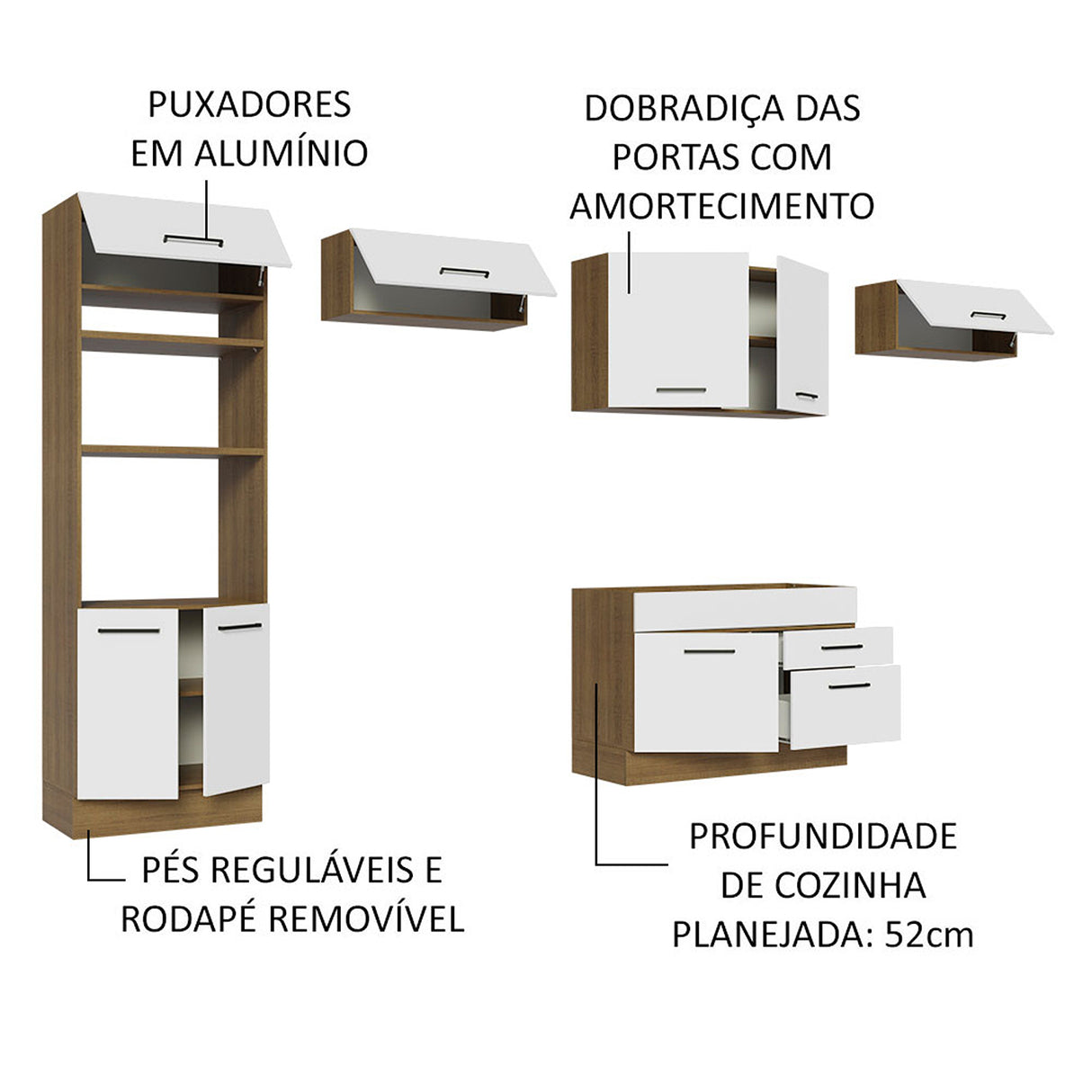 Cocina Integral Agata Marron y Blanco 350x225cm sin Mesón y sin Pozuelo - COCINAS | Bylmo